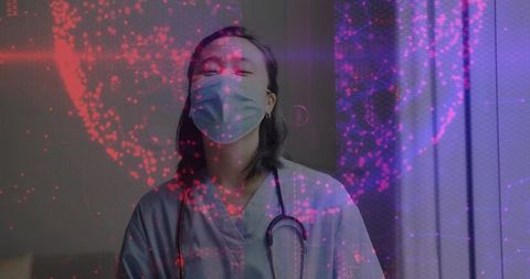 Healthcare Professional with Digital Network Overlay in Clinical Environment