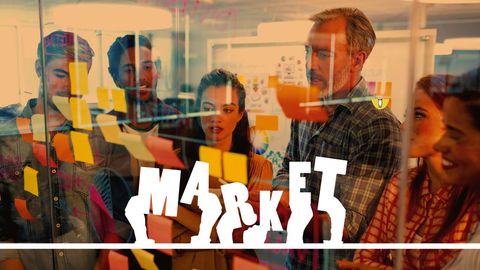 team brainstorming market strategies with glass wall notes - Download Free Stock Templates Pikwizard.com