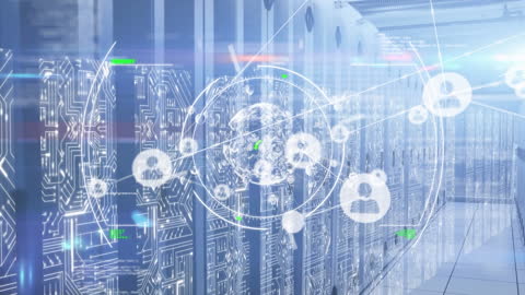 Digital Network Connectivity Inside Modern Server Room