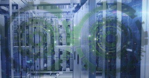 Data Processing Insight With Server Room Technology Overlay - Download Free Stock Images Pikwizard.com