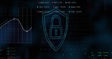 Digital Security Icon Overlays Stock Market Data Charts - Download Free Stock Images Pikwizard.com