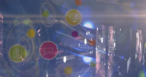 Futuristic Network with Digital Icons and Virtual Connections