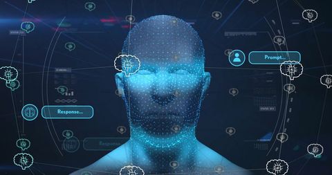 Digital Human with AI Icons and Data Visualization - Download Free Stock Images Pikwizard.com
