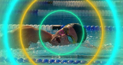 Circled Colors Enhance Intensity of Swimming Race Competition