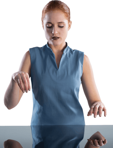 transparent touch: woman using imaginary interface - Download Free Stock Videos Pikwizard.com