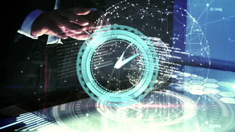 Businessman with Futuristic Holographic Data Interface