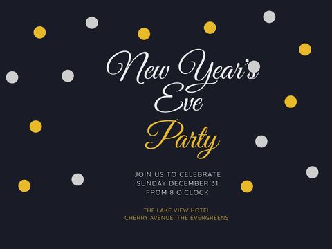 elegant new year's eve party invitation with festive dots - Download Free Stock Templates Pikwizard.com