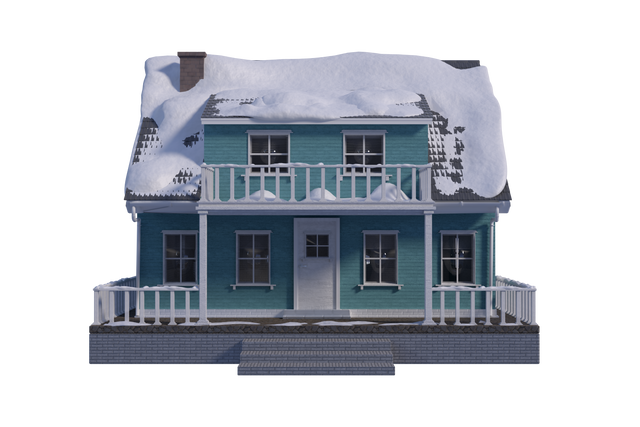 Turquoise House Covered in Snow during Winter Acorn Png Transparent Background - Download Free Stock Videos Pikwizard.com