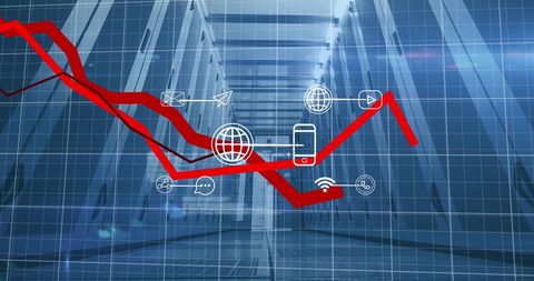 Digital Icons and Data Trends in Server Room Environment - Download Free Stock Images Pikwizard.com