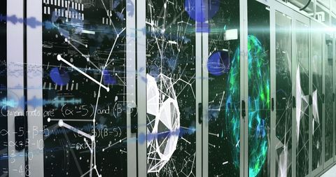 Digital Interface with Servers and Mathematical Equations - Download Free Stock Images Pikwizard.com