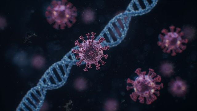 Virus particles with dna helix in molecular space