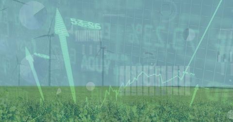 Renewable Energy Growth with Wind Turbines Over Agricultural Field