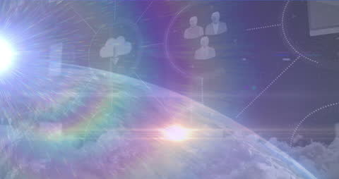 Futuristic Digital Network Overlay on Globe Background