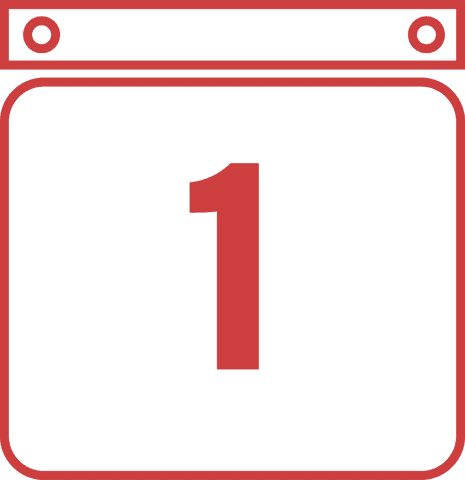 Day One Icon on Red Calendar Transparent Background - Download Free Stock Videos Pikwizard.com