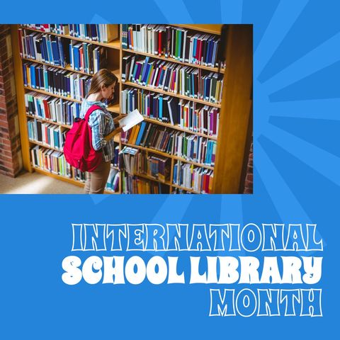 International School Library Month with Student Reading Book by Bookshelf - Download Free Stock Templates Pikwizard.com