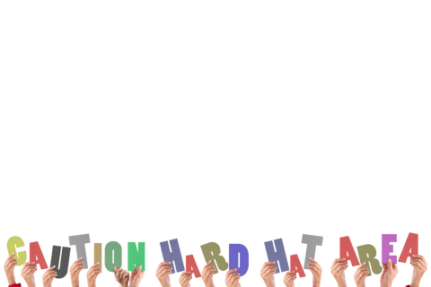 Multiple hands holding brightly colored transparent letters