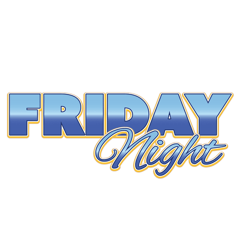 Friday night text graphic on transparent background