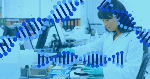 Scientist Analyzing DNA in Modern Laboratory Setting