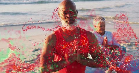 Serene Meditation Partners on Tranquil Beach at Sunrise