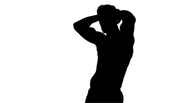 Silhouette of Muscular Man Stretching Arms Above Head - Download Free Stock Images Pikwizard.com
