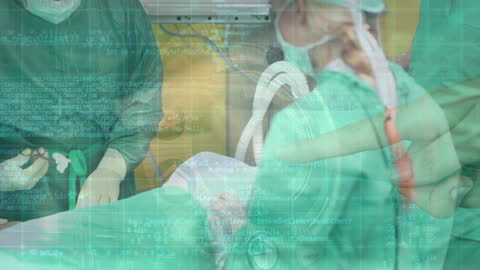 Digital Healthcare: Surgeons in Operating Room with Data Overlay