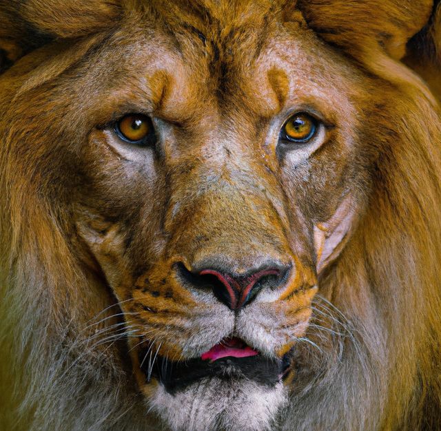 Portrait of big lion looking at camera, with blurred background - Download Free Stock Photos Pikwizard.com