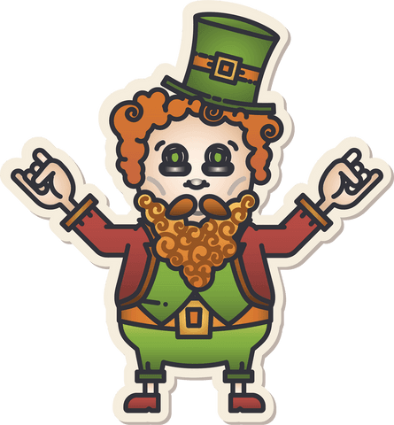 Colorful leprechaun character illustration on transparent background