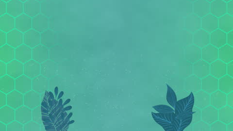 Abstract Green Botanical Design with Honeycomb Pattern