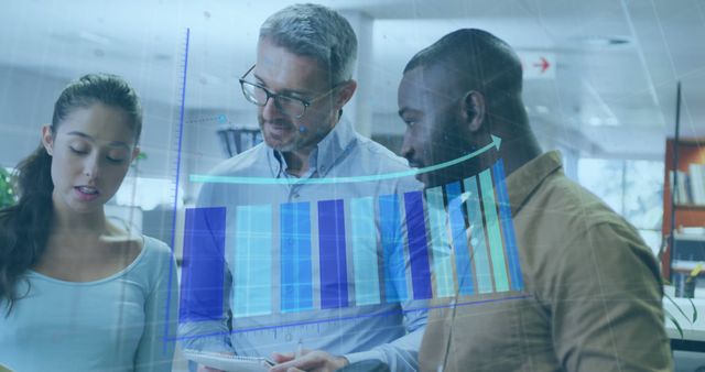 Multiethnic Team Analyzing Financial Data on Transparent Screen - Download Free Stock Images Pikwizard.com