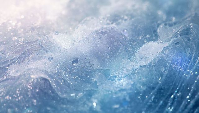 Dynamic aquatic swirl with foam and droplets