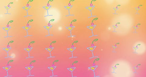 Vibrant cocktail pattern on warm glowing background