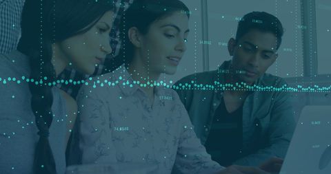 Collaborative Work on Financial Data Analysis with Technology Overlay - Download Free Stock Images Pikwizard.com