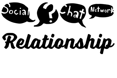 Transparent digital text of 'relationship' for social media