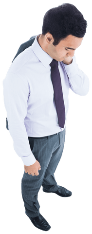 Sad Business Professional Looking Down on Transparent Background