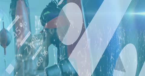 Boxer Training with Futuristic Data Graphics Overlay