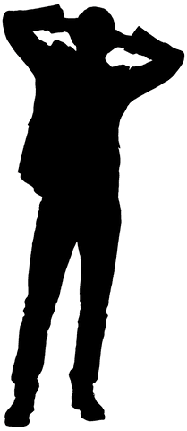 Transparent Silhouette of Man with Hands on Head