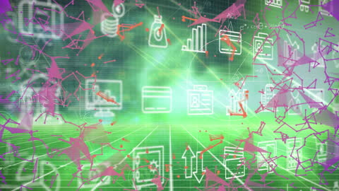 Abstract Digital Animation of Data Processing Icons