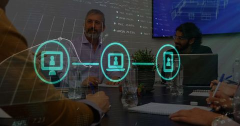 Business Meeting with Digital Interface and Technology Insights