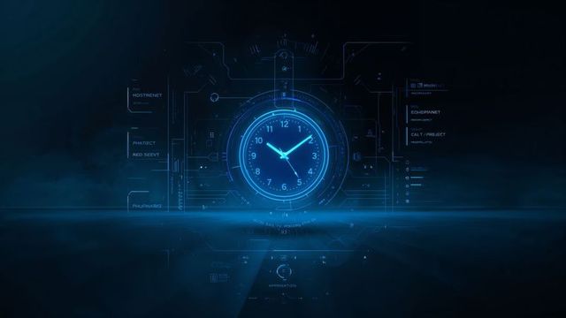 Futuristic Digital Clock Interface with Neon Optics