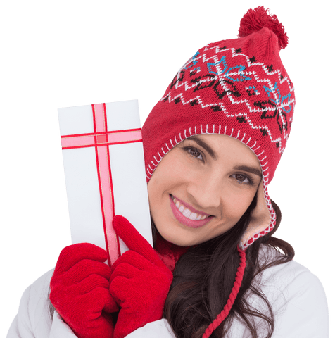 smiling woman with winter hat holding transparent gift box - Download Free Stock Videos Pikwizard.com