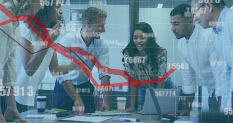 Diverse business team analyzing market trends