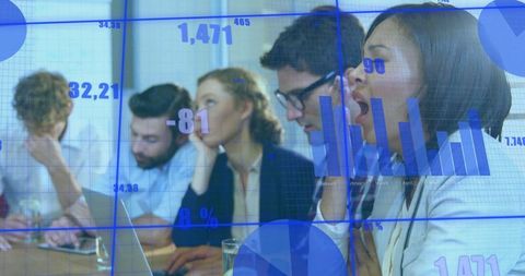 Tired business professional yawning during presentation meeting