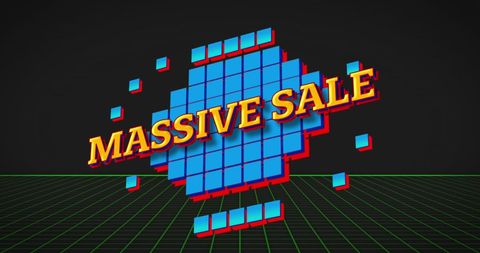Massive Sale Digital Banner with Metaverse Grid Spots