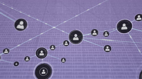 Digital Network of Connections Over Binary Code Background