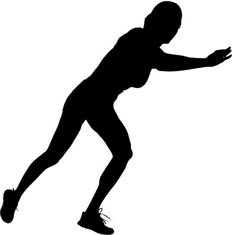 silhouette of a woman captured during a workout, extending one hand, portrays dynamic energy typical of fitness activities. no distinct facial features help reflect anonymity, thus relatable across a wide audience. ideal for sports, athletics-related promotions, health and wellness adverts, print materials for events or posters. encourages active lifestyle mindset.