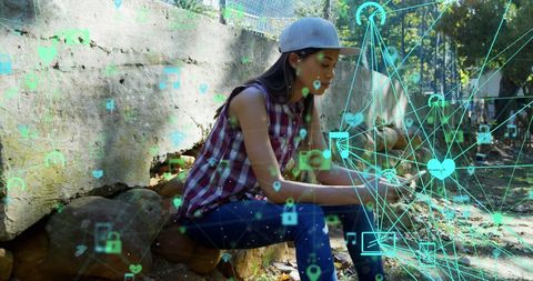 Young Woman Engaging with Global Digital Technology Outdoors - Download Free Stock Images Pikwizard.com