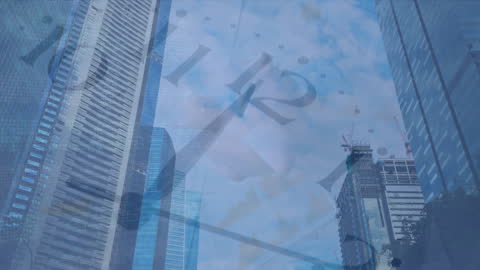 Cityscape with Financial Data Animation Concept