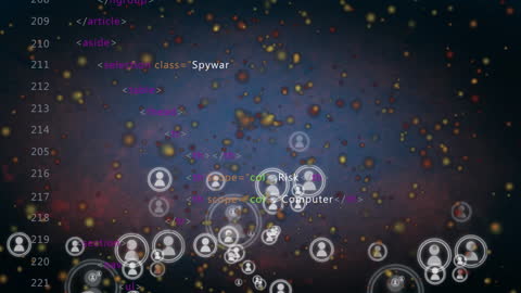 Digital Data Processing Animation with Media Icons