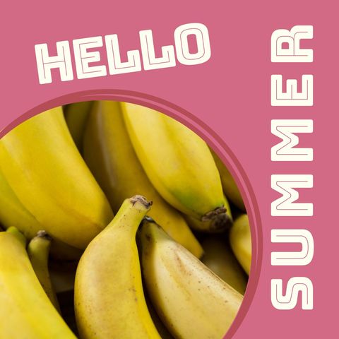 hello summer fresh bananas seasonal fruit concept - Download Free Stock Templates Pikwizard.com