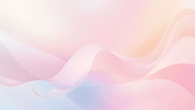 Pastel ribbon waves flowing across soft gradient background with translucent curves